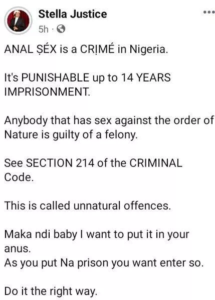 Anal Sex Is A Crime In Nigeria, Do It The Right Way - Lawyer Warns