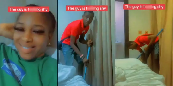 Video of lady flirting with hotel cleaner sparks outrage