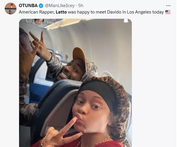 Latto's chance encounter with Davido on LA flight sparks mixed reactions