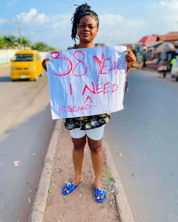 Reactions as 38-year-old woman hits the street to search for husband