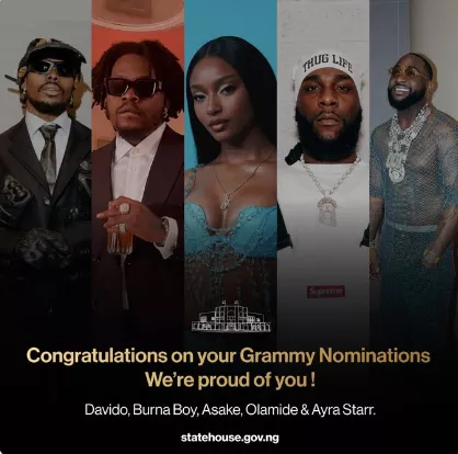 "You're all winners" Tinubu encourages Nigerian Grammy nominees after loss at the award ceremony