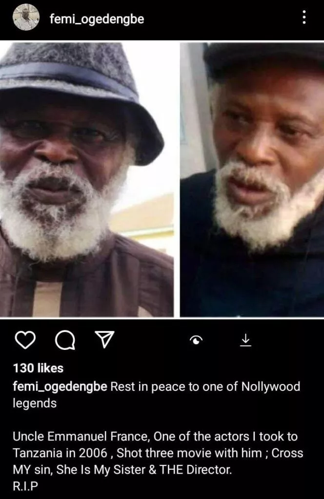 Veteran Actor, Emmmanuel France Reportedly Passes Away