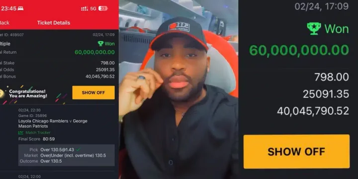Nigerian man wins ₦60 million bet with a ₦798 stake on SportyBet