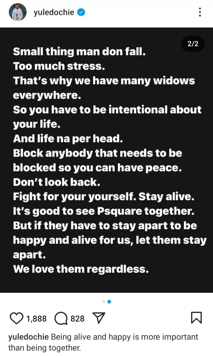 Yul Edochie weighs in on PSquare beef, advocates for split