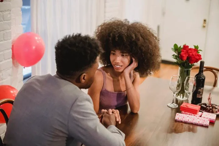 Couple talking while on a date