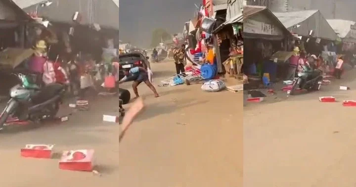 "Even the breeze is against the valentine" - Single people overjoyed after heavy wind ru!ns Valentine's gift items at a local market (WATCH)