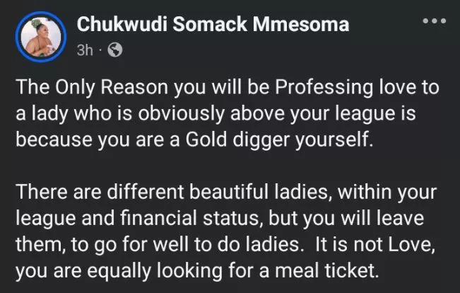 Men who toast ladies above their leagues are gold diggers - Lady says