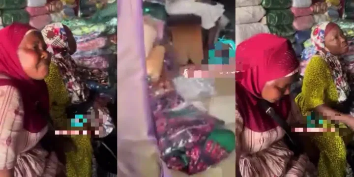 3 women disguised in hijab caught stealing Ankara wrappers at Oshodi market, 1 escapes 3 women disguised in hijab caught stealing Ankara wrappers at Oshodi market, 1 escapes