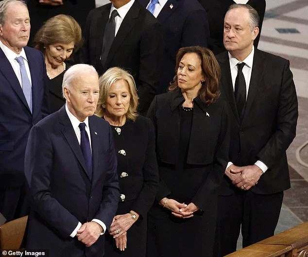 Harris has reportedly complained to close allies that she's disappointed that Biden has claimed in interviews that he could have won the 2024 election if he hadn't dropped out of the race. (They are pictured at Jimmy Carter's funeral).