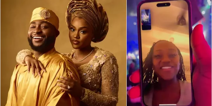 Moment Chioma video-calls Ubi Franklin to watch Davido's performance