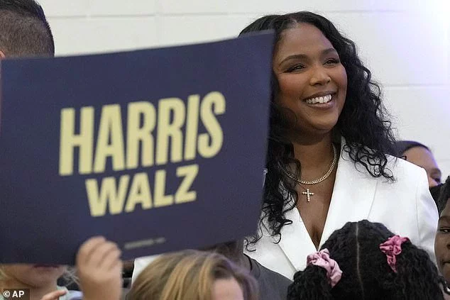 The singer Lizzo at a campaign event for Kamala Harris in Detroit on October 19