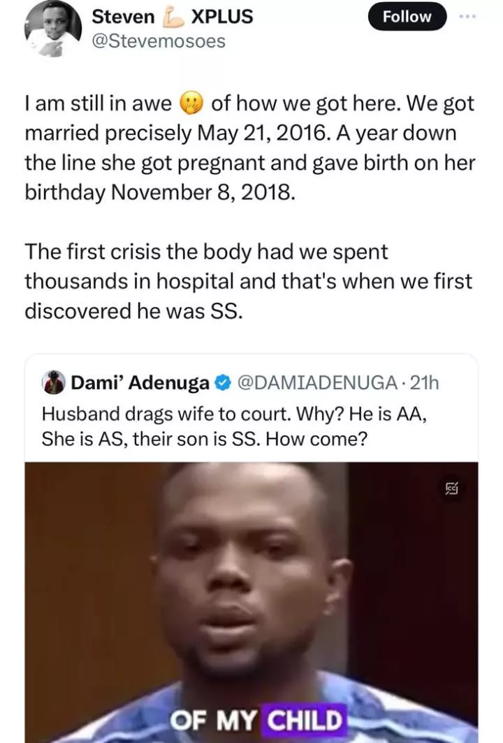 Honestly, this marriage wrecked me - Man says after DNA test showed he isn?t the biological father of his SS carrier son
