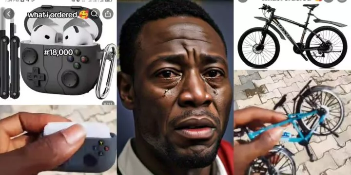 Man orders ₦18k earpod and ₦49k bicycle, receives disappointing items, calls for arrest