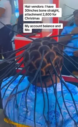 Lady flaunts rubber hair she made for Christmas as she manages her money, people gush