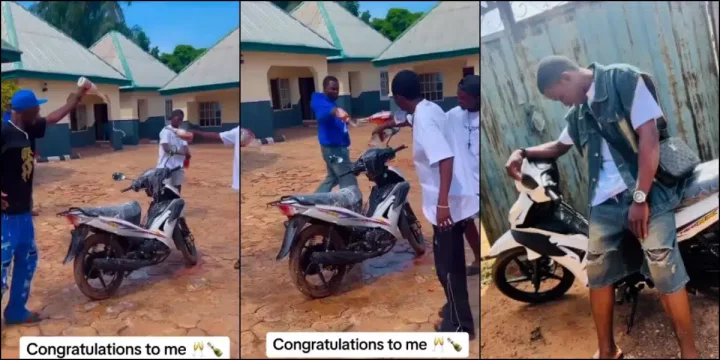 "New whip alert" - Young man celebrates in grand style as he buys new bike