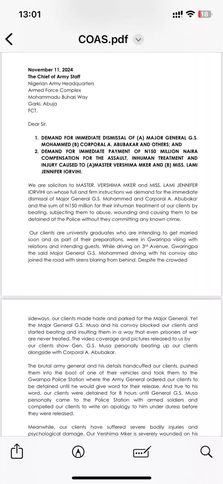 Nigerian couple demand for dismissal of a Nigerian Major after allegedly getting assaulted for not giving way to his military entourage