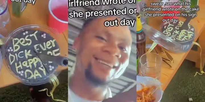 Lady goes viral for inscribing 'best dick ever' on boyfriend's sign-out cake