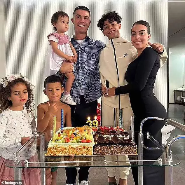 Cristiano's whole family in April. He and Georgina met in 2016 when she caught his attention working as a sales assistant in a Madrid Gucci shop