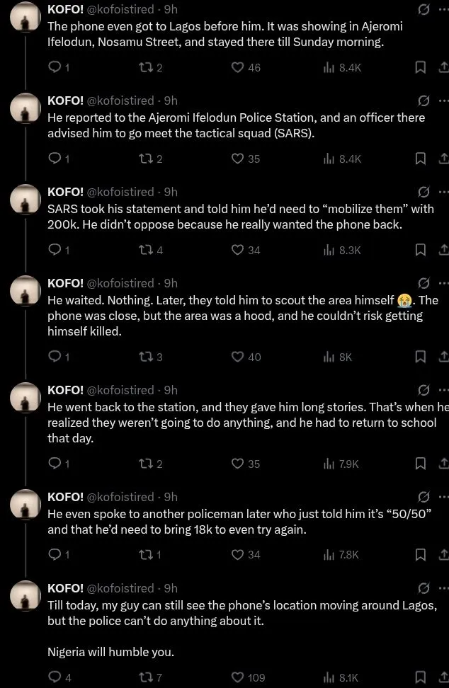 Man narrates paying â‚¦200k to police to track stolen iPhone