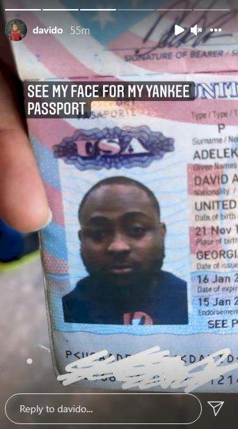 My face for Yankee passport vs. my face for Naija passport - Singer, Davido compares his looks