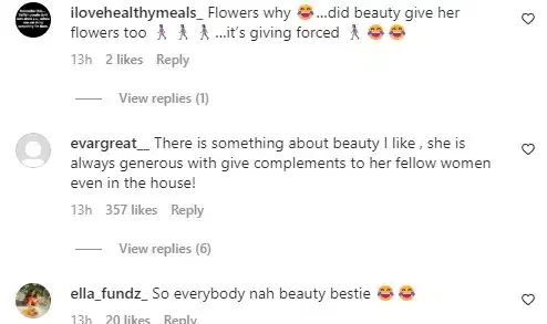 'Everyone suddenly wants to be her friend' - Reactions as Amaka surprises Beauty with bouquet of flowers (Video)