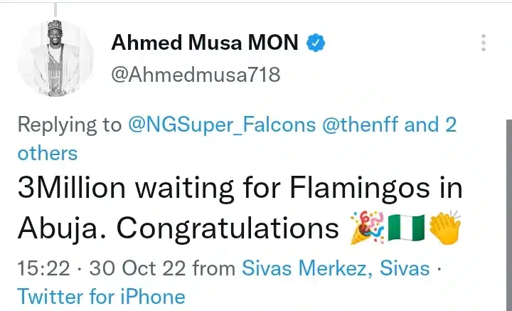 Ahmed Musa pledges N3M to Flamingos following bronze win at U-17 women's World Cup