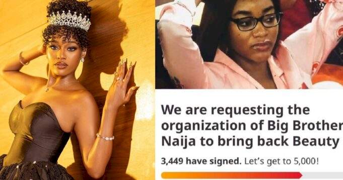 #BBNaija: Reactions as over 3000 fans sign petition for organisers to bring back disqualified housemate, Beauty