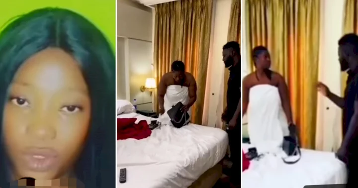 Lady accused of stealing passport and diamonds from hotel breaks silence in new video
