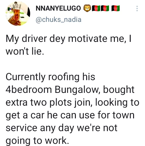 'He's currently roofing his 4 bedroom bungalow, bought two extra plots' - Nigerian man says his driver motivates him