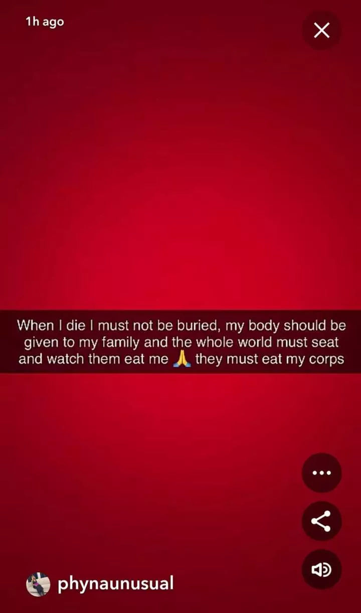 When I die, feed my body to my family to eat - Phyna shares cryptic post