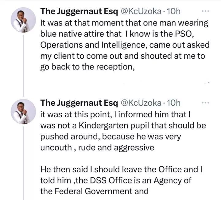 Nigerian lawyer recounts how he was allegedly assaulted by DSS officers while visiting their office with one of his client