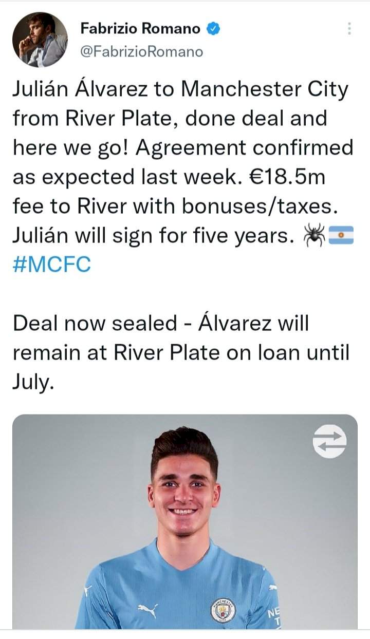 Transfer: Manchester City complete first January signing