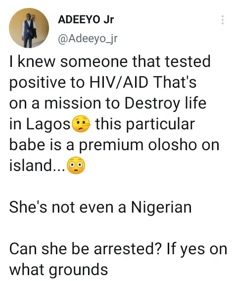 Man raises alarm about HIV positive woman who is on 'mission to destroy lives in Lagos'