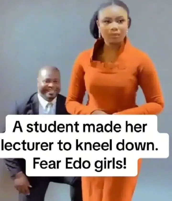 'From lecturer to baby' - Edo man kneels down to propose to his female student, video causes buzz (Video)