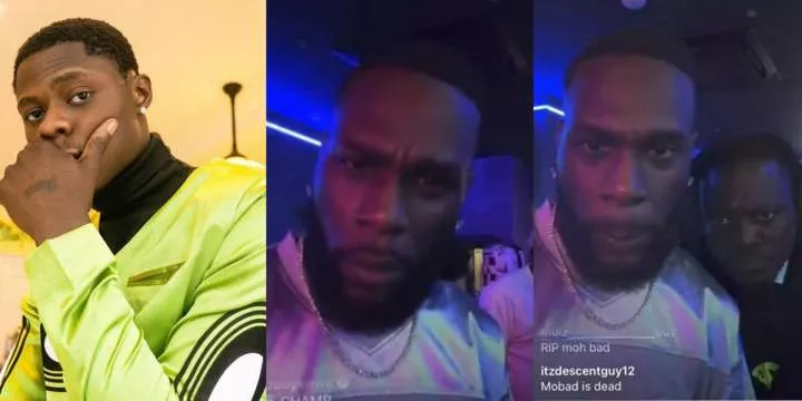 Watch moment Burna Boy found out about Mohbad's death during live IG session (Video)