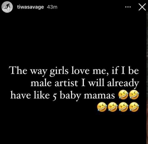 'If I were a male artiste I will already have 5 baby mamas' - Singer, Tiwa Savage says