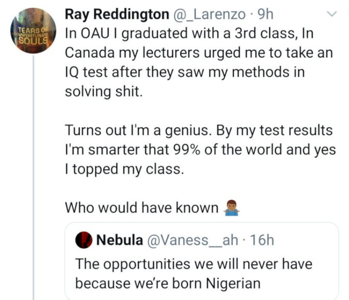 Man who graduated with third class from OAU, stands out as the best student in his class in Canada