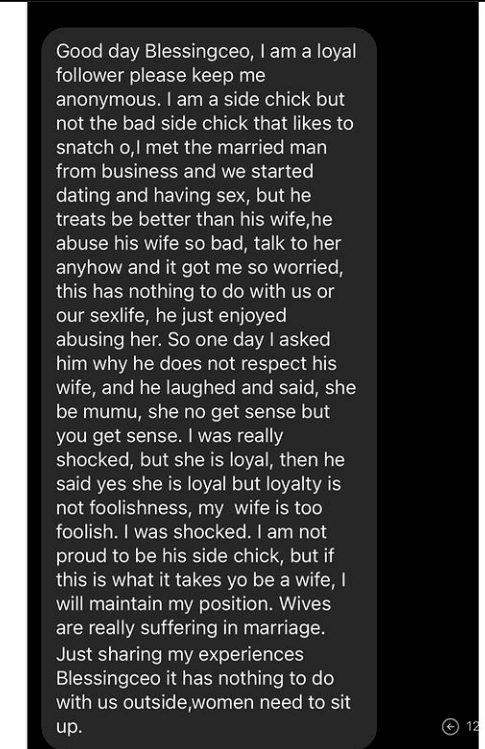 'He told me his wife 'na mumu' and has no sense' - Side chick shares experience with married man as she advises women