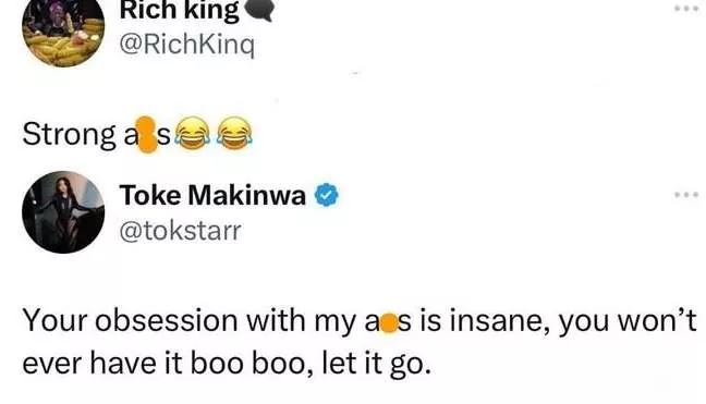 Media personality Toke Makinwa replies man who made unflattering remark about her derriere
