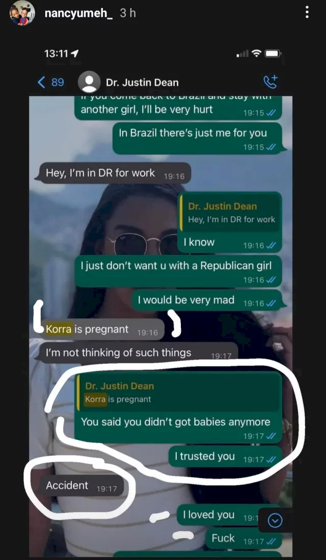 Korra Obidi's sister leaks evidence against Justin on his affair with 18-year-old Brazilian lady