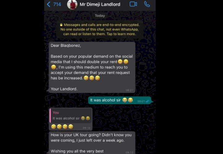 Blaqbonez Reacts As Landlord Doubles Rent After Making Request Under Alcohol Influence