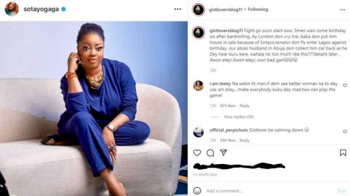 Actress, Sotayogaga dragged on birthday for being bankrolled by 3 men (Details)