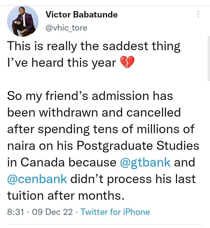 Canada-based student reportedly loses admission after Nigerian bank failed to process tuition