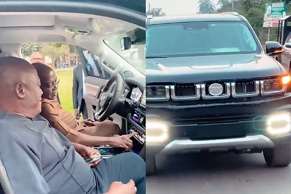 Gov Otti Of Abia Takes Innoson Boss On A Ride Moments After Taken Delivery Of His IVM G80 - autojosh