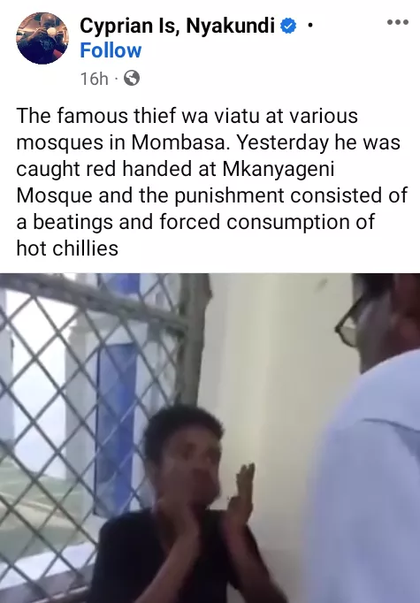 Notorious mosque thief forced to eat raw pepper (video)