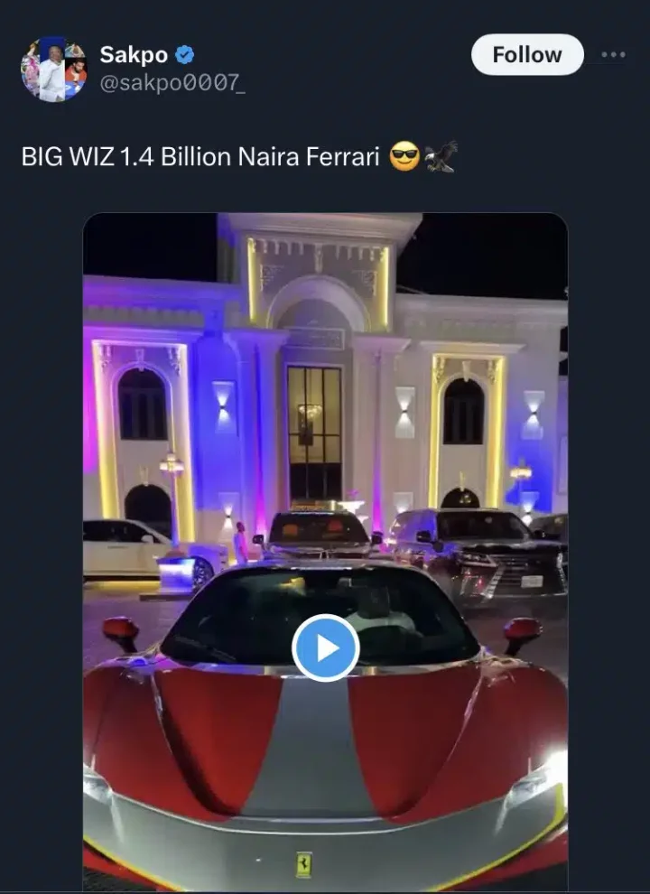 'Ola of Lagos reap am' - Nigerian man exposes real price of Ferrari SF90 reportedly bought by Wizkid for ₦1.4 billion