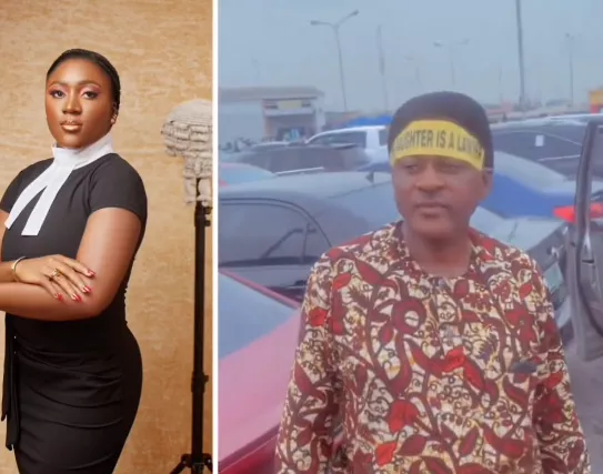 Lady shows how her proud father came to pick her from the airport days after she was called to bar