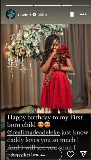 Davido celebrates first child, Imade on birthday; makes a promise