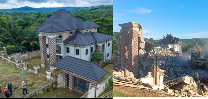 Enugu government demolishes mansion used by kidnappers to hold their victims