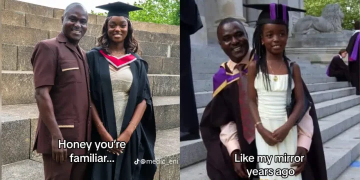 Daughter recreates father's graduation photo 15 years later